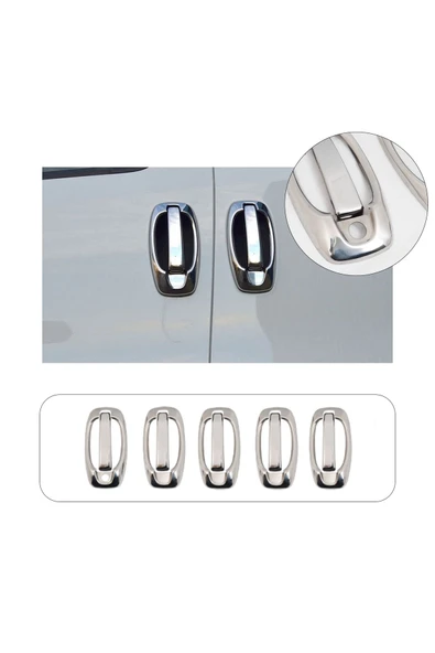 BRSPLAST  Fiat Fiorino Uyumlu 2007 Ve Üzeri Krom Kapı Kolu 5 Kapı Kolu Ve Çerçeve 10 Parça Paslanmaz Çelik