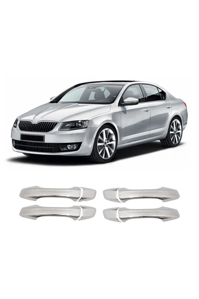 BRSPLAST  Skoda Octavia A7 Uyumlu 2013-2019 Krom Kapı Kolu 4 Kapı Paslanmaz Çelik ürün görseli 1