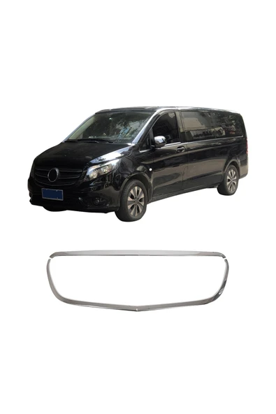 BRSPLAST  Mercedes Vito W447 Uyumlu Krom Ön Panjur Çerçevesi 2 Parça Paslanmaz Çelik - Resim 2