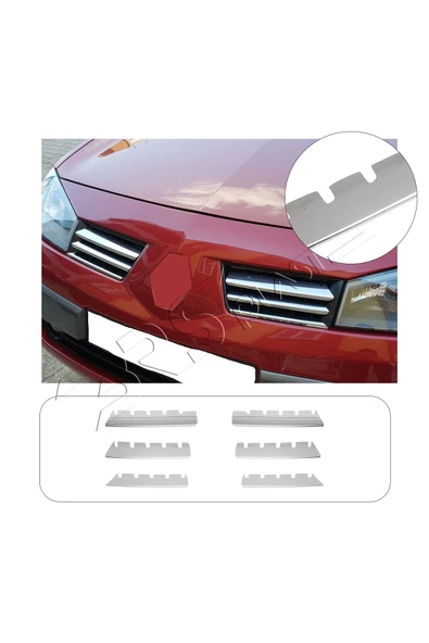 BRSPLAST  Renault Megane 2 Uyumlu 2004-2006 Ön Panjur 6 Panjur Paslanmaz Çelik ürün görseli 1
