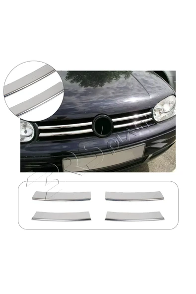BRSPLAST  Volkswagen Golf 4 Uyumlu Krom Ön Panjur 4 Parça Paslanmaz Çelik ürün görseli 1