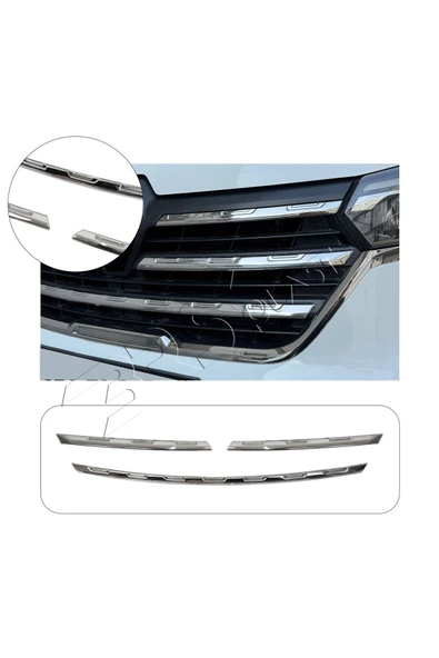 BRSPLAST  Renault Trafic 3 Uyumlu 2020-2024 Krom Ön Panjur 3 Parça Paslanmaz Çelik ürün görseli 1