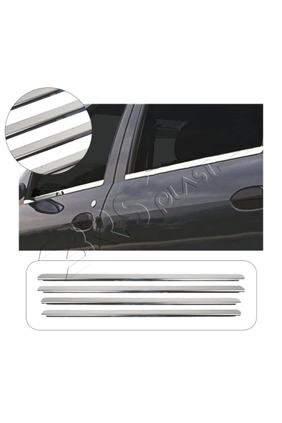 BRSPLAST  Dacia Logan Uyumlu 2005-2013 Krom Cam Çıtası 4 Parça Paslanmaz Çelik - Resim 2