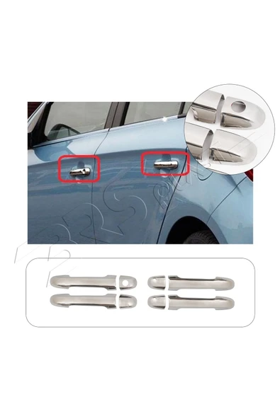 BRSPLAST  Hyundai i20 Uyumlu 2008-2012 Krom Kapı Kolu 4 Kapı Paslanmaz Çelik ürün görseli 1