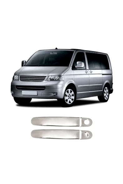 BRSPLAST  Volkswagen T5 Caravella Uyumlu 2003-2023 Krom Kapı Kolu 2 Kapı Paslanmaz Çelik ürün görseli 1