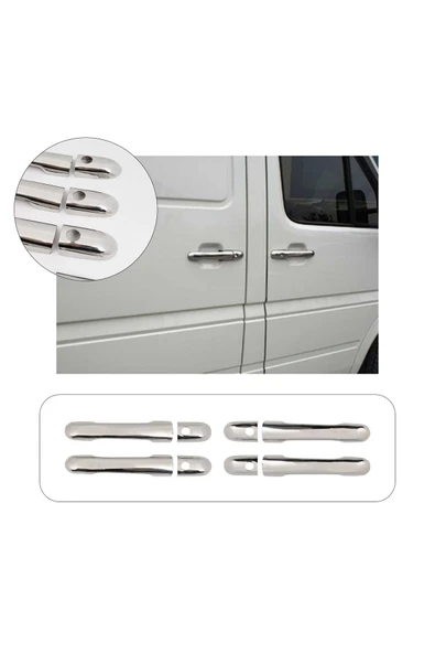 BRSPLAST  Mercedes Sprinter W901 Uyumlu 1998-2006 Krom Kapı Kolu 4 Kapı Paslanmaz Çelik ürün görseli 1