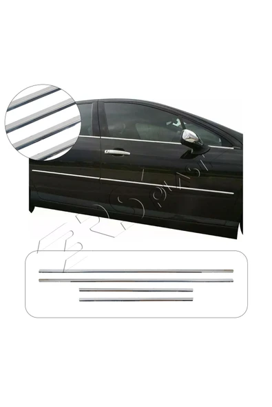 BRSPLAST  Peugeot 407 Uyumlu 2004-2010 Krom Cam Çıtası 4 Parça Paslanmaz Çelik ürün görseli 1