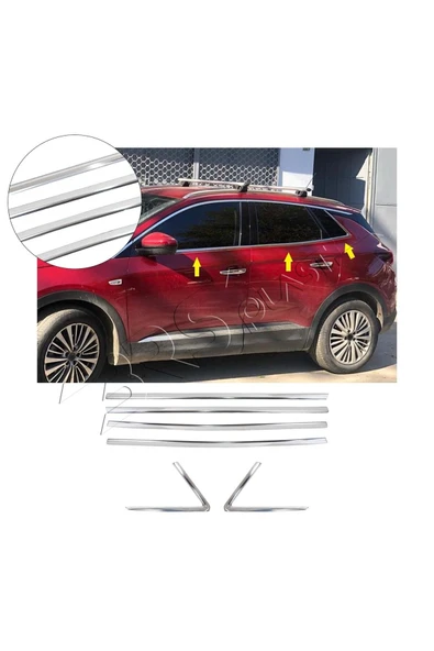 BRSPLAST  Opel Grandland X Uyumlu 2017 Ve Üzeri Krom Cam Çıtası 6 Parça Paslanmaz Çelik