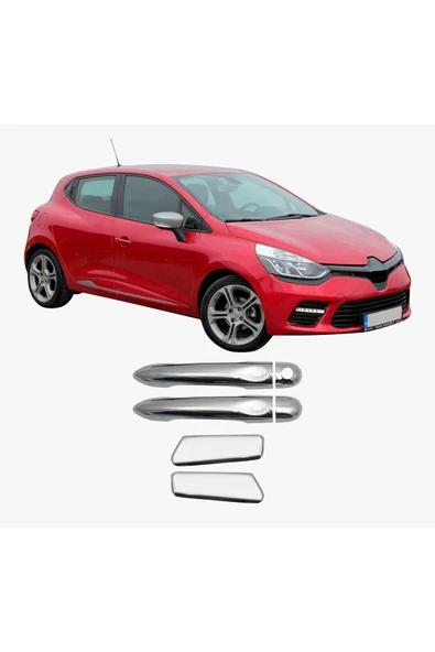BRSPLAST  Renault Clio 4 Uyumlu 2012-2019 Krom Kapı Kolu 4 Kapı 2 Kol Sensörlü Paslanmaz Çelik ürün görseli 1