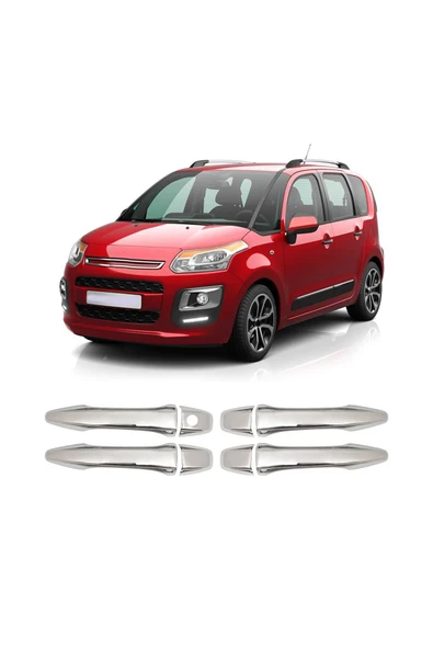 BRSPLAST  Citroen C3 Picasso Uyumlu 2009-2017 Krom Kapı Kolu 4 Kapı Paslanmaz Çelik ürün görseli 1