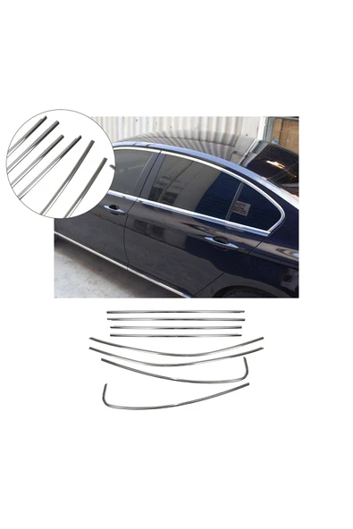 BRSPLAST  Volkswagen Passat B8-b8.5 Uyumlu 2015 Ve Üzeri Krom Cam Çerçevesi 8 Parça Paslanmaz Çelik - Resim 2