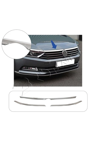 BRSPLAST Volkswagen Passat B8 Uyumlu 2015-2019 Krom Far Üzeri Çıta Ön Panjur 3 Parça Paslanmaz Çelik ürün görseli 1