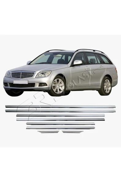 BRSPLAST  Mercedes C-Class W204 Uyumlu Krom Cam Çıtası 8 Parça Paslanmaz Çelik ürün görseli 1