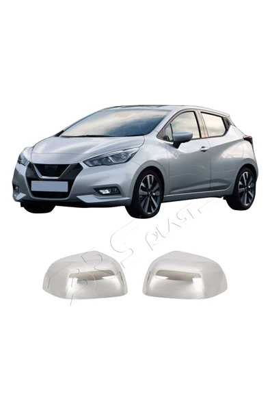 BRSPLAST  Nissan Micra Uyumlu 2010-2017 Krom Ayna Kapağı 2 Parça Paslanmaz Çelik