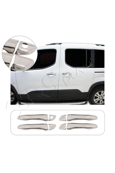 BRSPLAST  Peugeot Rıfter Uyumlu 2018 Ve Üzeri Krom Kapı Kolu 4 Kapı Paslanmaz Çelik ürün görseli 1