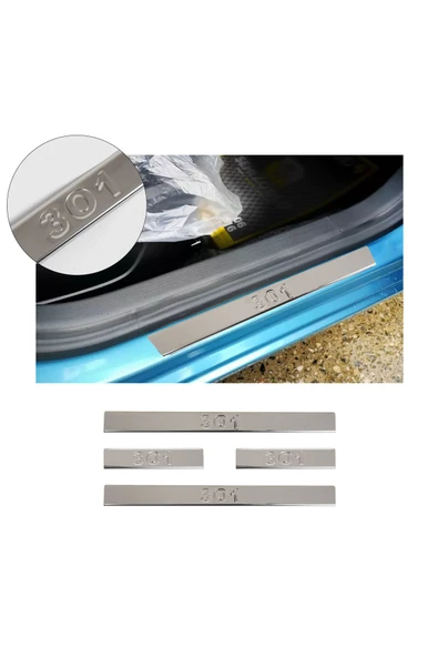 BRSPLAST  Pugeot 301 Uyumlu 2012 Ve Üzeri Krom Iç Kapı Eşiği 4 Kapı Paslanmaz Çelik - Resim 2