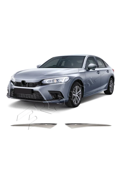 BRSPLAST  Honda Civic FE Uyumlu 2021 Ve Üzeri Krom Far Alt Çıtası 2 Parça Paslanmaz Çelik ürün görseli 1