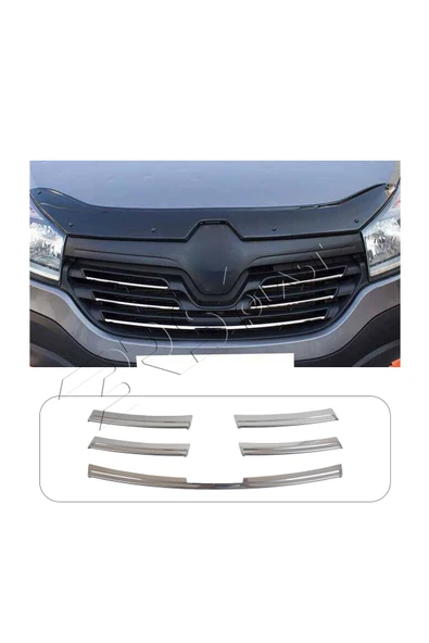 BRSPLAST  Renault Trafic Uyumlu 2014-2020 Krom Ön Panjur 5 Parça Paslanmaz Çelik - Resim 2