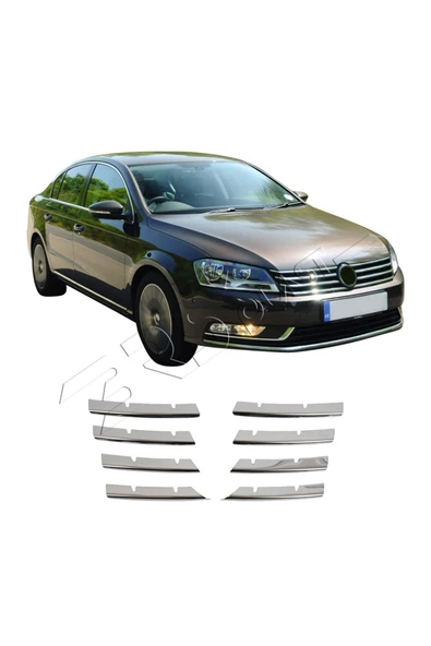 BRSPLAST  Volkswagen Passat B6 Uyumlu 2005-2010 Krom Ön Panjur 8 Parça Paslanmaz Çelik - Resim 2