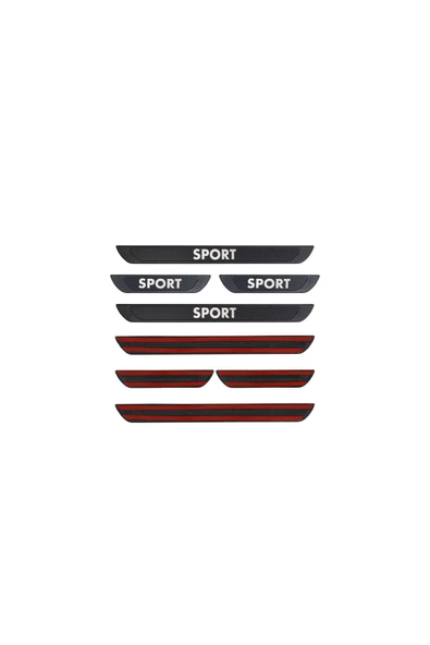 BRSPLAST  Universal Sport Araç Kapı Eşiği Krom Abs Siyah Karbon Kaplama 4 Parça - 5