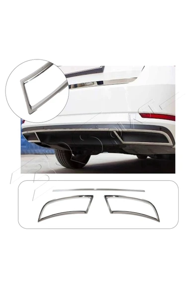 BRSPLAST  Skoda Superb Uyumlu 2019 Ve Üzeri Krom Difizör 3 Parça Paslanmaz Çelik ürün görseli 1