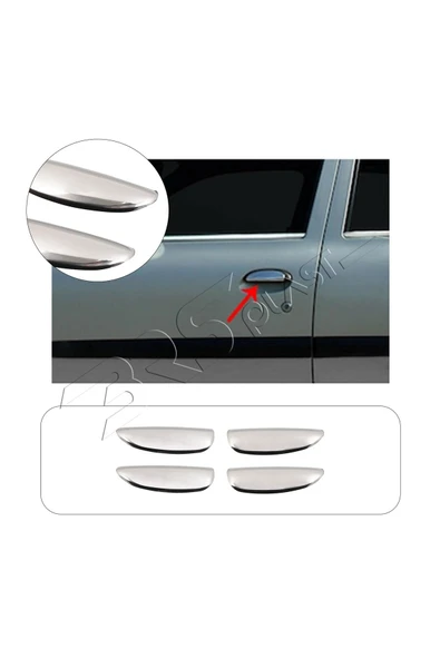 BRSPLAST  Renault Scenic 1 Uyumlu Krom Kapı Kolu 4 Kapı Paslanmaz Çelik ürün görseli 1