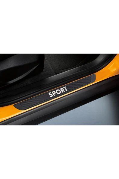 BRSPLAST  Universal Sport Araç Kapı Eşiği Krom Abs Siyah Karbon Kaplama 4 Parça - 2