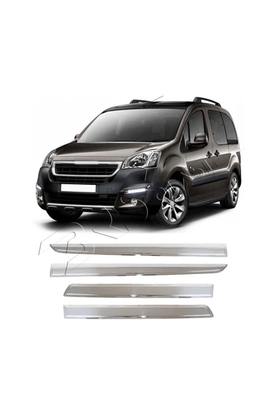 BRSPLAST  Peugeot Partner Tepee Uyumlu 2008-2018 Krom Yan Kapı Çıtası 4 Parça Paslanmaz Çelik ürün görseli 1