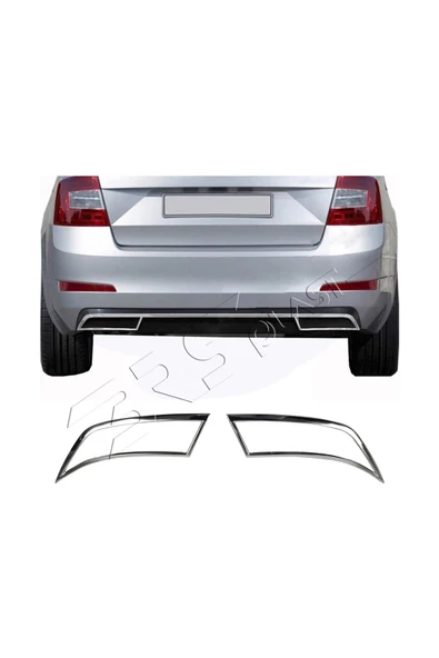BRSPLAST  Skoda Octavia A7 Uyumlu 2013 Ve Üzeri Krom Egzoz Çerçevesi 2 Parça Paslanmaz Çelik - Resim 2