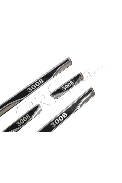 BRSPLAST  Peugeot 3008 Uyumlu Kapı Eşiği Karbon Krom 4 Parça - Resim 4