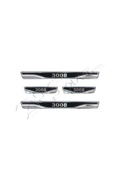 BRSPLAST  Peugeot 3008 Uyumlu Kapı Eşiği Karbon Krom 4 Parça ürün görseli 1