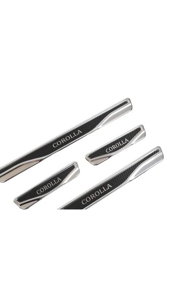 BRSPLAST  Toyota Corolla Uyumlu Kapı Eşiği Karbon Krom 4 Parça - Resim 4