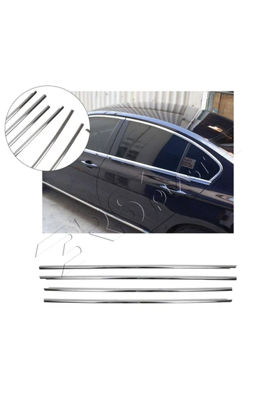 BRSPLAST  Volkswagen Passat B8.5 Uyumlu 2015 Ve Üzeri Krom Cam Çıtası 4 Parça Paslanmaz Çelik ürün görseli 1