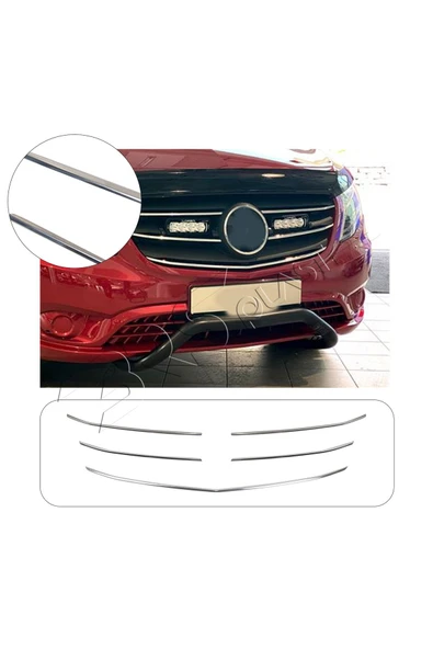BRSPLAST  Mercedes Vito W447 Uyumlu 2014 Ve Üzeri Krom Ön Panjur 5 Parça Ince Model Paslanmaz Çelik ürün görseli 1