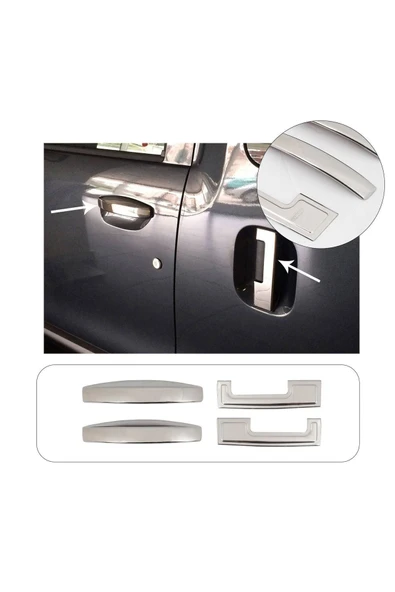 BRSPLAST  Dacia Dokker Uyumlu 2012 Ve Üzeri Krom Kapı Kolu 4 Kapı Paslanmaz Çelik - Resim 2