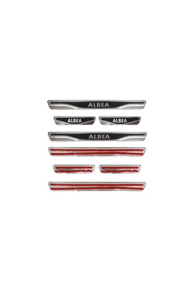 BRSPLAST  Fiat Albea Uyumlu Kapı Eşiği Karbon Krom 4 Parça - 5