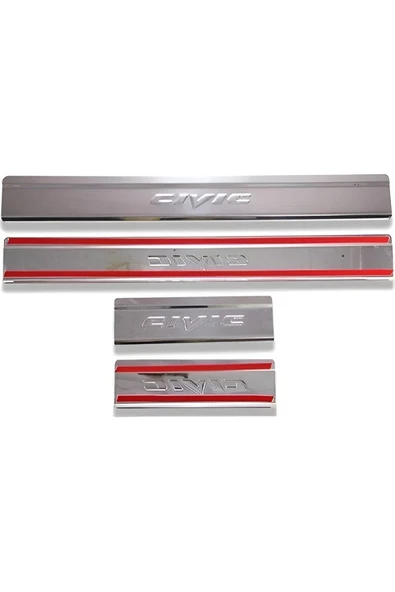 BRSPLAST  Honda Civic Uyumlu 2016-2021 Krom Kapı Eşiği 4 Parça Paslanmaz Çelik - Resim 2