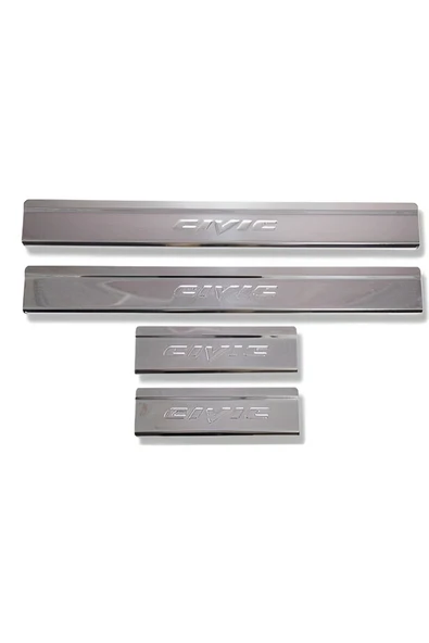 BRSPLAST  Honda Civic Uyumlu 2016-2021 Krom Kapı Eşiği 4 Parça Paslanmaz Çelik ürün görseli 1