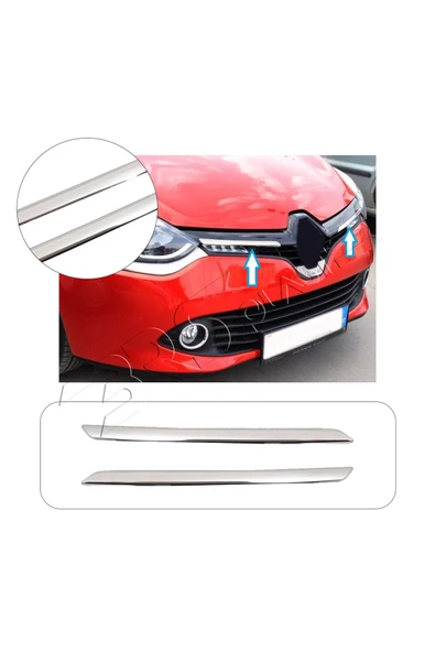 BRSPLAST  Renault Clio 4 Uyumlu 2012-2018 Krom Ön Panjur 2 Parça Paslanmaz Çelik ürün görseli 1