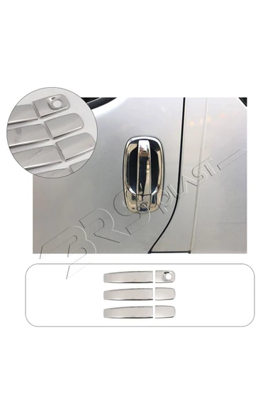 BRSPLAST  Opel Vivaro Uyumlu 2004-2014 Krom Kapı Kolu 3 Kapı Paslanmaz Çelik ürün görseli 1