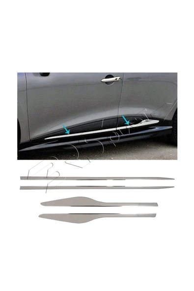 BRSPLAST  Renault Clio 4 Hb Uyumlu 2012-2018 Krom Yan Kapı Çıtası 4 Kapı (YAZISIZ) Paslanmaz Çelik ürün görseli 1