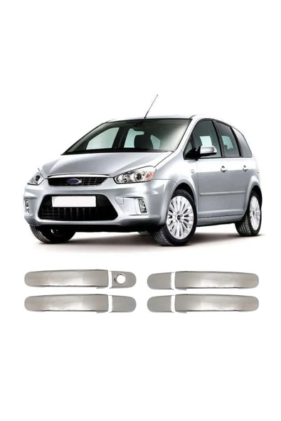BRSPLAST  Ford C-max Grand Uyumlu 2010 Ve Üzeri Krom Kapı Kolu 4 Kapı Paslanmaz Çelik ürün görseli 1