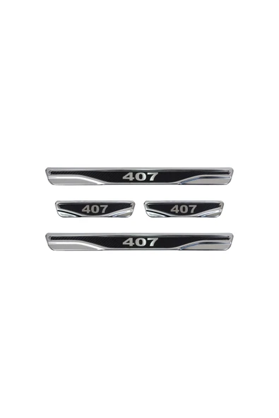 BRSPLAST  Peugeot 407 Uyumlu Kapı Eşiği Karbon Krom 4 Parça ürün görseli 1