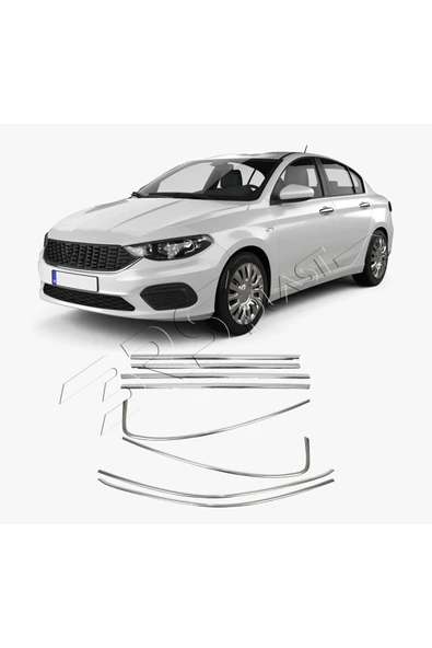 BRSPLAST  Fiat Egea Uyumlu 2015-2019 Krom Cam Çerçevesi 8 Parça Paslanmaz Çelik - Resim 3