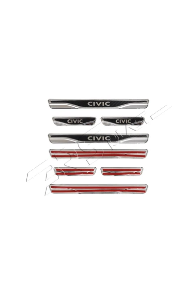 BRSPLAST  Honda Civic Uyumlu Kapı Eşiği Karbon Krom 4 Parça - Resim 6