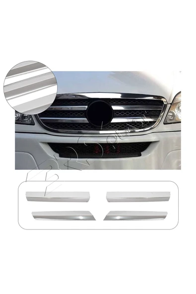 BRSPLAST  Mercedes Sprinter W906 Uyumlu 2006-2014 Krom Ön Panjur 4 Parça Paslanmaz Çelik ürün görseli 1