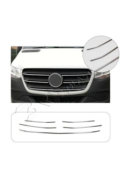 BRSPLAST  Mercedes Sprinter W907 Uyumlu 2018 Ve Üzeri Krom Ön Panjur 5 Parça Paslanmaz Çelik ürün görseli 1