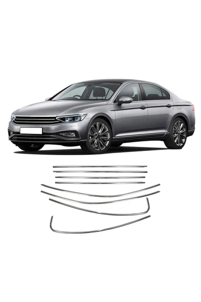 BRSPLAST  Volkswagen Passat B8-b8.5 Uyumlu 2015 Ve Üzeri Krom Cam Çerçevesi 8 Parça Paslanmaz Çelik ürün görseli 1