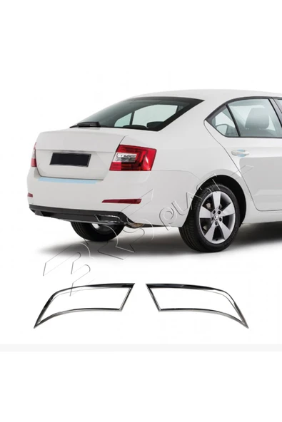 BRSPLAST  Skoda Octavia A7 Uyumlu 2013 Ve Üzeri Krom Egzoz Çerçevesi 2 Parça Paslanmaz Çelik ürün görseli 1