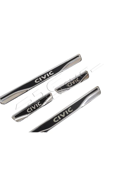BRSPLAST  Honda Civic Uyumlu Kapı Eşiği Karbon Krom 4 Parça - Resim 4